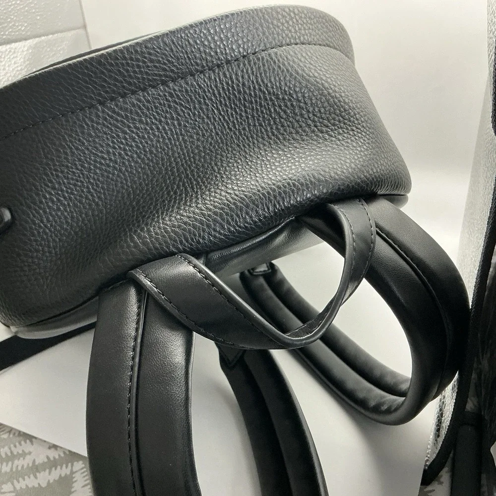 Michael Kors Slater Medium Chain Backpack Black Leather Silver Hardware NWT